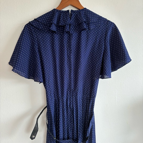 Vintage 1950s Blue Swiss Dot Swing Dress - Picture 3 of 5